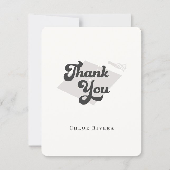 Black and White Tassel Thank You Card (Front)