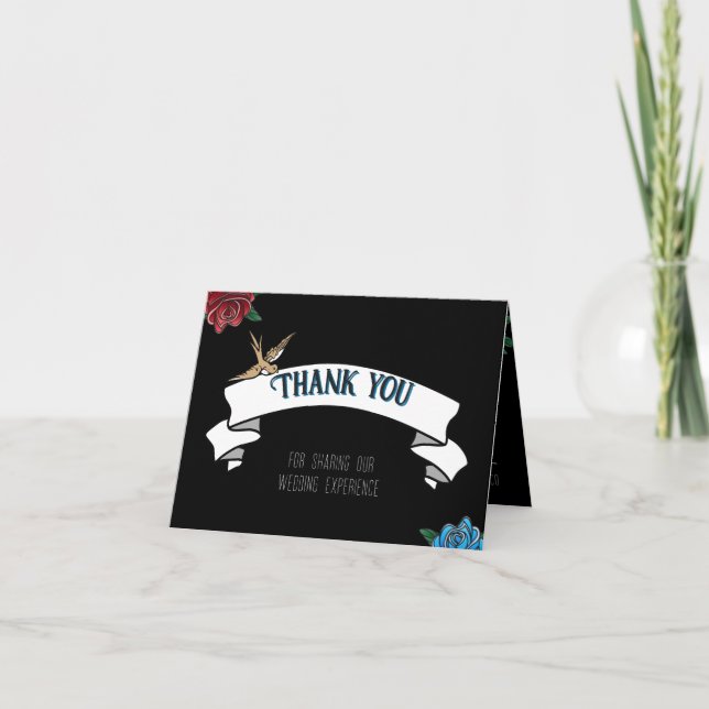 Black and White Tattoo Old School Invitation (Front)