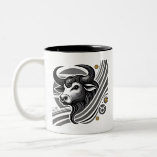 Black and White Taurus Zodiac Coffee Mug