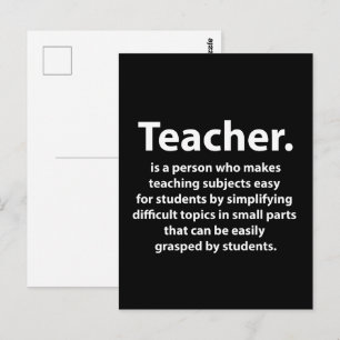 Black and White Teacher Appreciation Postcard