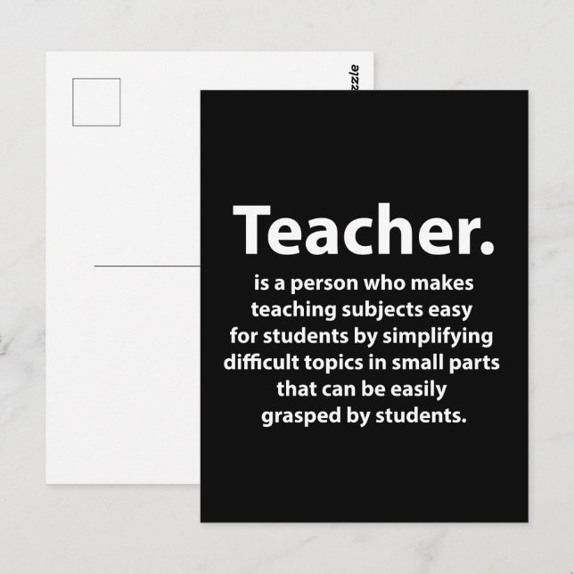 Black and White Teacher Appreciation Postcard (Front/Back)
