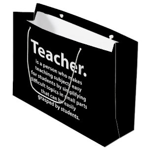 Black and White Teacher Appreciation Quote Large Gift Bag