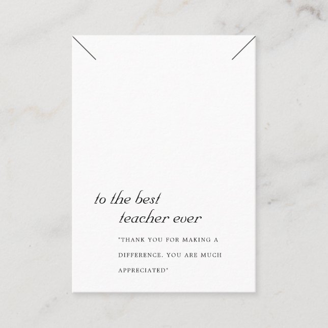 BLACK AND WHITE TEACHER GIFT NECKLACE DISPLAY CARD (Front)