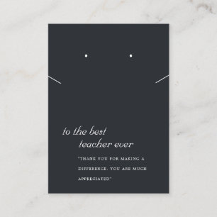 BLACK AND WHITE TEACHER GIFT NECKLACE EARRING CARD