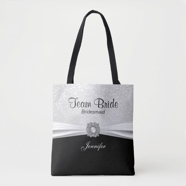 Black and White Team Bride Tote Bag (Front)