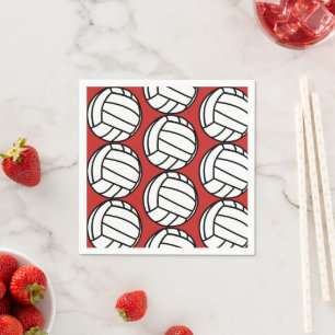Black and White Team Coloured Volleyball Napkin