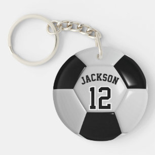 Black and White Team Soccer  ⚽ Ball  Key Ring