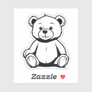 black and white teddybear vinyl sticker