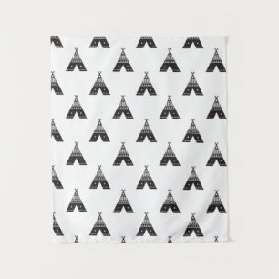 Black and White. Teepee Pattern. Tapestry