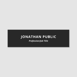 Black And White Template Modern Professional Clean Name Tag