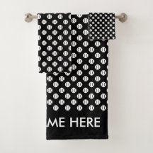 Black and white tennis ball pattern towel set