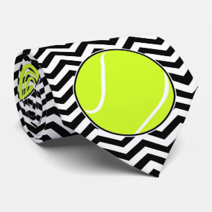 Black and White Tennis Player or Coach Neck Tie