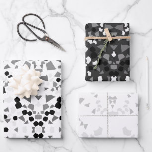 black and white terrazzo wrapping paper sheet