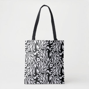 Black and white textile. tote bag