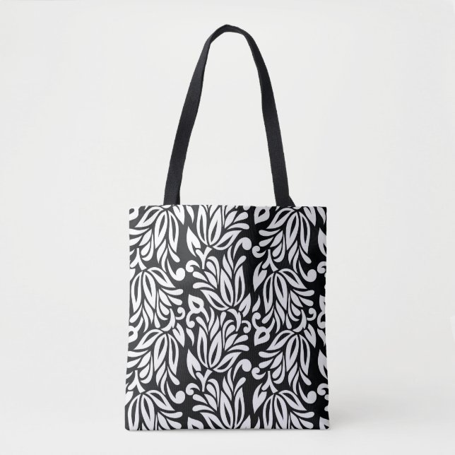 Black and white textile. tote bag (Front)