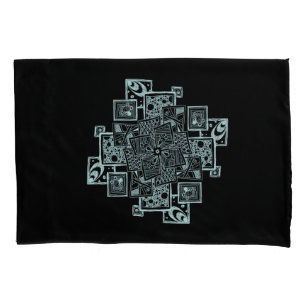 Black and white textured line tangle design pillowcase