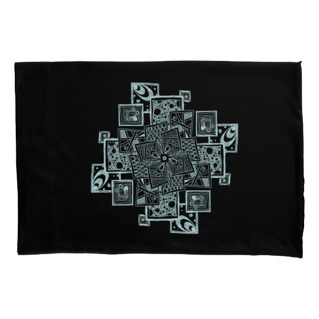 Black and white textured line tangle design pillowcase (Front)