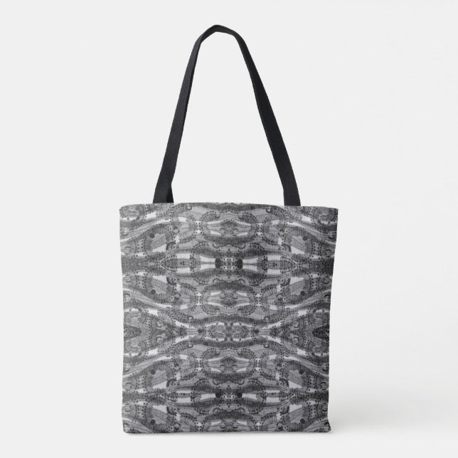 Black And White Textured Pattern Tote Bag (Back)