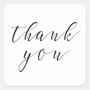 Black and white thank you. Calligraphy wedding Square Sticker