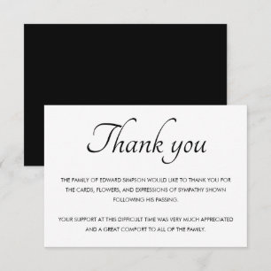 Black And White Thank You From Family Memorial 