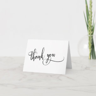 Black and White Thank You in Elaborate Script Card