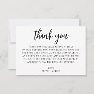 Black and white thank you. Modern wedding note Invitation