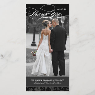 Black and White Thank You Photo Card (4x8)