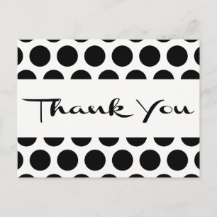 Black and White Thank You Polka Dots Postcard