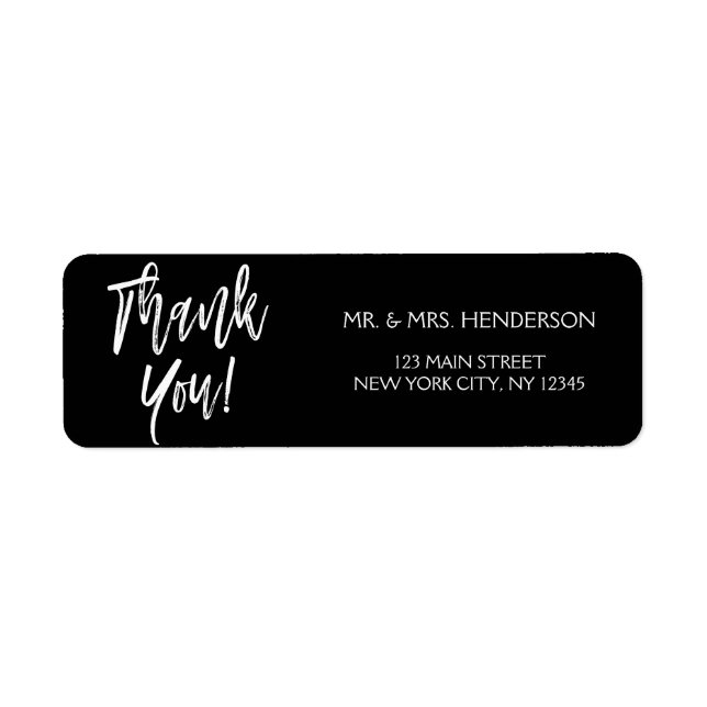 Black and White Thank You Return Address (Front)