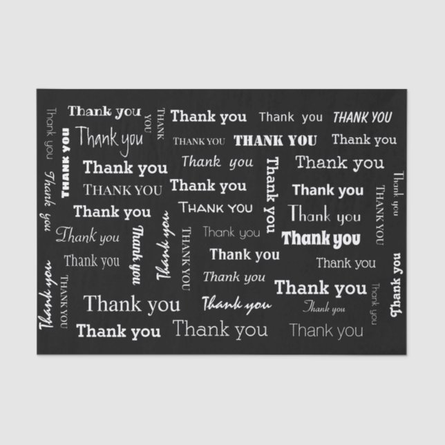 Black and White Thank You Tissue Paper (Front)