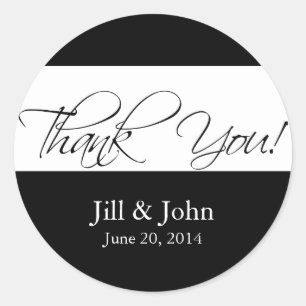 Black and White Thank You Wedding Favour Stickers