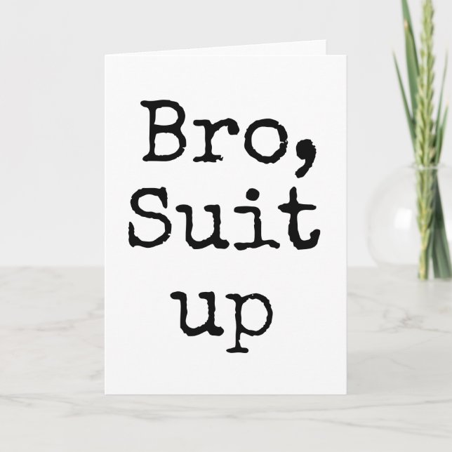Black and White Thanks Bro Card, Groomsmen Gifts, Card (Front)