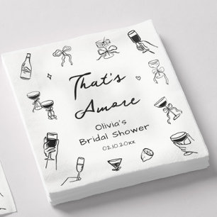 Black and White Thats Amore Italian Bridal Shower Napkin
