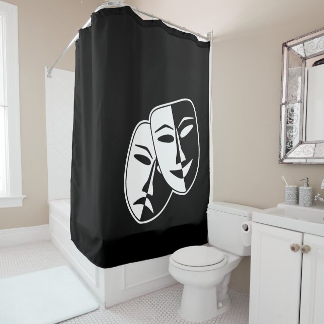 Black and White Theatre Drama Bath Decor Shower Curtain (In Situ)