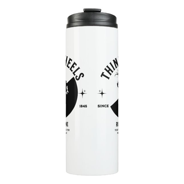 Black and White Thermal Tumbler for Bicycle Riders (Front)