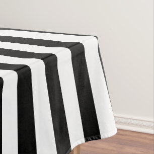 Black and White Thick Stripe Tablecloth