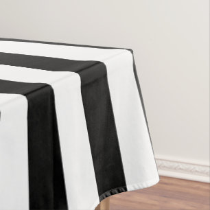 Black and White Thick Striped Tablecloth
