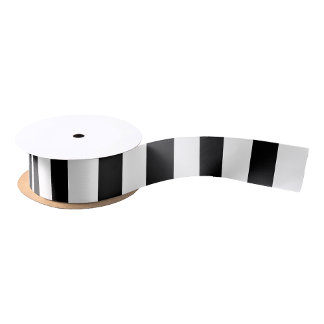 Black And White Thick Stripes Satin Ribbon