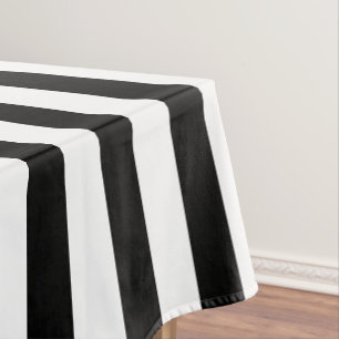 Black and White Thick Stripes Tablecloth