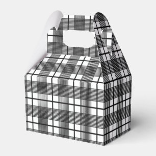 Black and White Thin Glen Plaid Pattern Favour Box