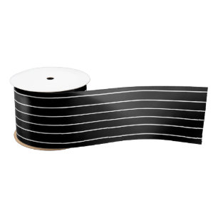 Black And White Thin Pin Stripes Satin Ribbon