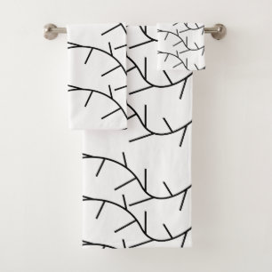 Black and White Thorn Pattern Bath Towel Set