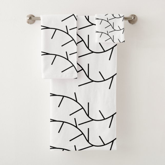 Black and White Thorn Pattern Bath Towel Set (Insitu)
