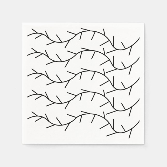 Black and White Thorn Pattern Birthday Napkin (Front)