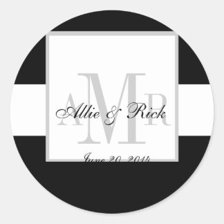 Black and White Three Monogram Wedding Seal