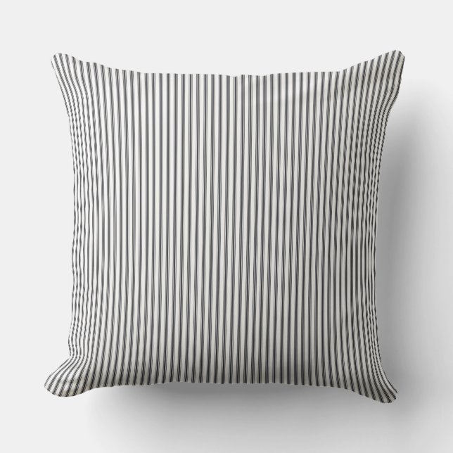 Black and White Ticking Stripe Cushion (Front)