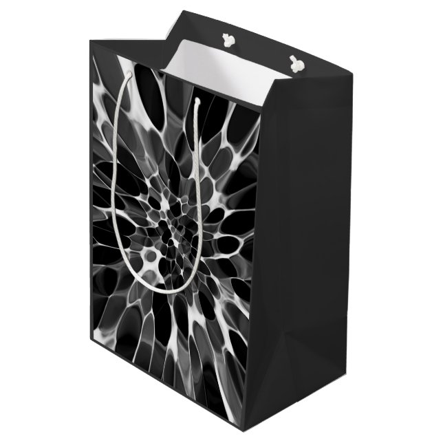 Black and White Tie-dye  Medium Gift Bag (Back Angled)