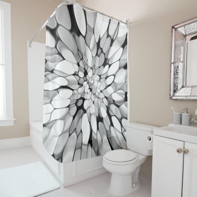 Black and White Tie-dye  Shower Curtain (In Situ)