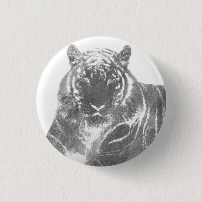 Black and White Tiger 3 Cm Round Badge (Front)