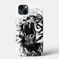 BLACK AND WHITE TIGER APPLE IPHONE CASE